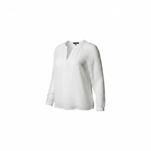 Gibsonlook Womens White Swiss Dot Long Sleeve Split V-Neck Blouse CSD9121 Small